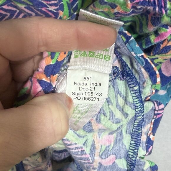 Lilly Pulitzer Brienne Borealis Blue Shorts Romper Girls L Floral Tropical Tiger - Picture 11 of 12